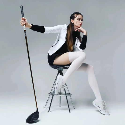 Clobirdie two-tone golf stockings non-slip UV protection